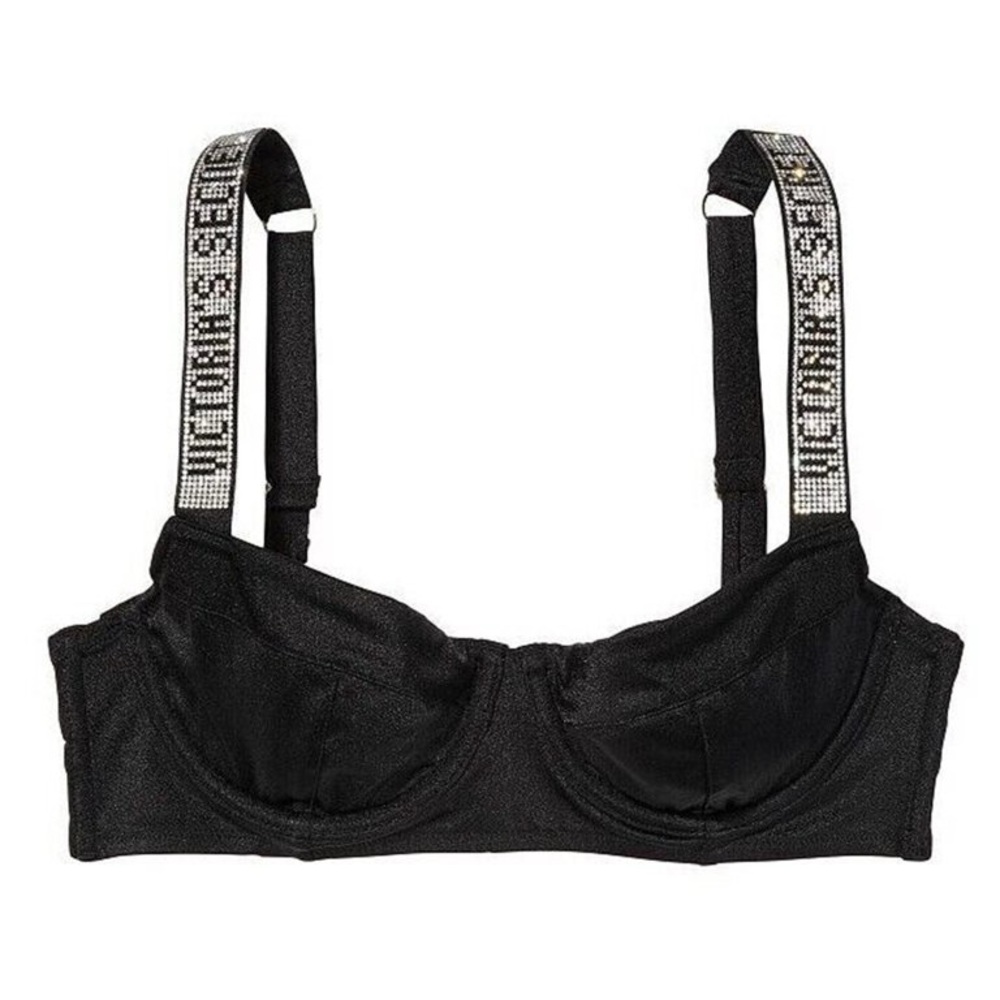 VICTORIAS SECRET Shine Strap Wicked Bikini Top Black